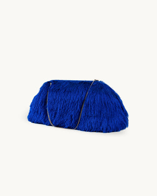 Electric Sky Silk Faux Fur Bag